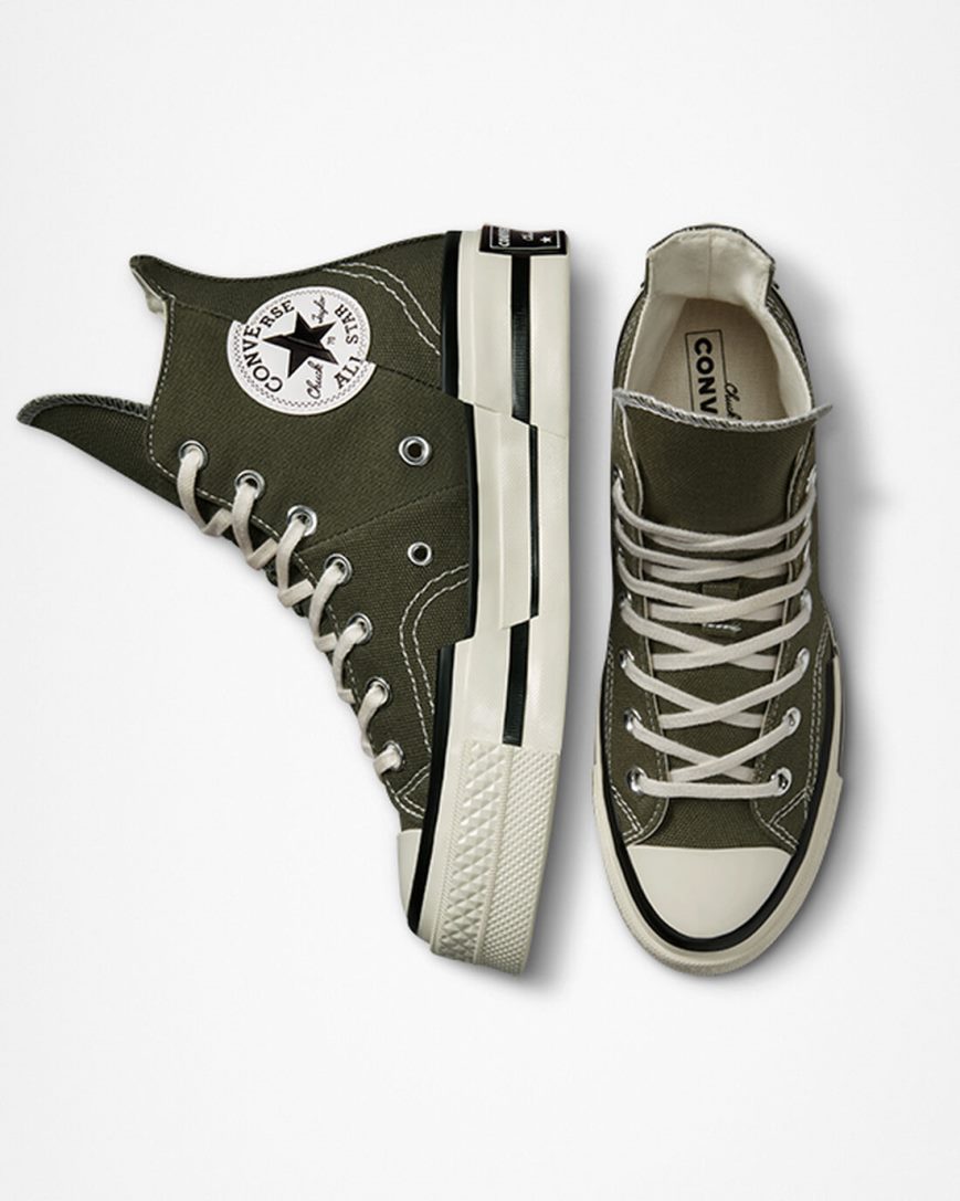 Tenisi Inalti Barbati Converse Chuck 70 Plus Masline Verzi Negrii | RO 0XWIV920